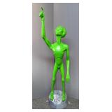 Life Size Alien/Extraterrestrial Statue, Cast Aluminum With Anchor Points - 73" Tall