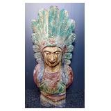 Native American/Indian Chief Bust Weathered Wood Statue, 40" Tall