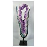 Brazillian Amethyst Geode Slice/Portal On Metal Display Stand, 26" Tall, 7.75kg