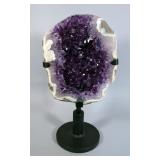 Brazillian Amethyst Geode On Rotating Metal Display Stand, 16.5x8.5", 7.4kg
