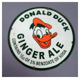 Porcelain Enamel Donald Duck Ginger Ale Sign, 11.75"
