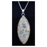 Natural K2 Jasper Cabachon Pendant-925 Silver Mounting And 20" Sterling Silver Chain