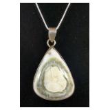 Natural Owyhee Opal Cabachon Pendant-925 Silver Mounting And 20" Sterling Silver Chain
