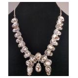 White Horse Turquoise Squash Blossom Necklace, 24 Stones