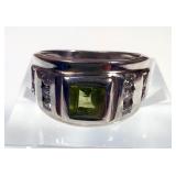 Peridot Ring - 925 Silver, Size 7