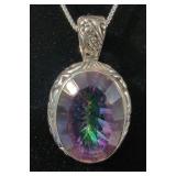 Sterling Silver Mystical Topaz Pendant With 20" Sterling Silver Chain