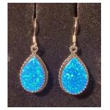 Sterling Silver Blue Opal Earrings