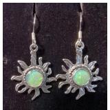 Sterling Silver Opal Sun Earrings