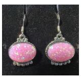 Sterling Silver Pink Opal Earrings