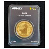 2021 Britannia 100 Pound One Ounce Gold Proof Coin, PCGS Certified First Strike