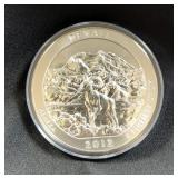 2012 5 Ounce .999 Fine Silver America The Beautiful Denali, With Quarter Image On Reverse