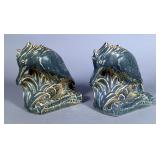 Rookwood Pottery 1934 Kingfisher Bookends - 2657 McDonald - 5.75" Tall and 5.5" Wide