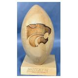 Kansas State University Wildcats Laser Engraved Solid Wood Football, 7.5" Tall