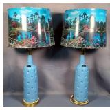 Bradley Vitreous Porcelain Table Lamps, Qty 2, Both 30.5" Tall, Both Power On