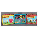 Peanuts Themed Lunch Boxes, Various Sizes, Qty 7, With Hallmark School Days 1950s Superman And Whitm