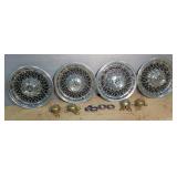 1970s-1980s Buick 16" Spoke Wire Wheel Hubcaps, Set Of 4, Center Cap Is Detached From All