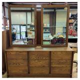 Horizontal Dresser With 9 Drawers And 2 Detachable Mirrors, 73.5" H x 66" W x 19" D