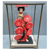 Geisha Girl Figurine On Stand, 16" Tall, Includes Display Case With Glass On 3 Sides