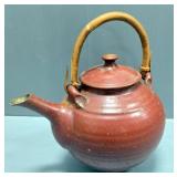 Ceramic Teapot With Wood Handle, 11.5" x 7.5"
