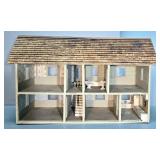Doll House, 2 Floors, Has Bathroom Appliances, Wood Roof, 25" H x 42" W x 17" D