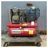 Custom Made 30 Gallon Horizontal Commercial Duty Gasoline Powered Air Compressor, Welded To Steel Ro