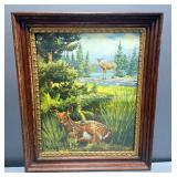 August Holland (American, 1928-1998) Whitetail Deer Fawn Always Alert Print, Framed Under Glass, 21"