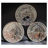 2021 Great Britain 2 Pounds 1 Oz. .999 Silver Britannia Coins, Qty 3