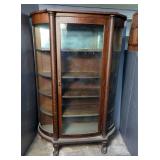 Curved Glass China Cabinet With 4 Shelves, Claw Feet 62" X 41" X 15.5"