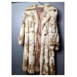 Vintage Rabbit Fur Full Length Coat Made In Gdansk, Poland
