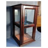 Wood Display Case With Glass Sides And 1 Glass Shelf, 25.5" x 14" x 14"