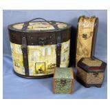 Decorative Storage Case, 13" x 15.5" x 11", Wine Bottle Case, 14" Tall, And Trinket Boxes, Qty 2, To