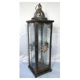 Decorative Metal Lantern/Candle Holder, 27" Tall And Woven Storage Basket With Hinged Lid, 20" x 14"