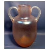 Light Pink Heavy Glass Receptacle, 16" Tall, Made In Italy