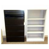 Locking Metal 4 Drawer and Door File Cabinet, 63"T x 36"W x 20"D and Metal Shelf Unit64.5"T x 36"W x