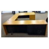 Wood U Shaped Executive Office Desk with 3 Drawers, Keyboard Tray and 2 Drawer Lateral Filing Cabine