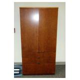 Locking Entertainment Center, 3 Drawers and Slide Out Shelf for a TV, 71.5"T x 36"W x 24"D