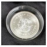 US Aztec Calendar/Chief Cuauhtemoc 5 Troy Ounce .999 Fine Silver Round