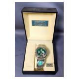 Seiko Stainless Steel Mens Disney Mickey Mouse Watch With Green Face