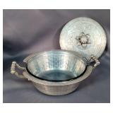 Ceramic Off White Ash Tray Vase, 7" x 5.5", And Hand Forged Everlast Metal Casserole Dish Holder, 3"