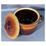 Crock Baking Dish With Lid And Handles, And China Plate