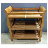 Sleigh Style Baby Changing Table With 2 Shelves, 40" x 38" x 19"