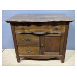 Side Table With 3 Drawers And 1 Hinged Swinging Door, 4 Wheels Included In Drawer, 28.5" x 34" x 20"