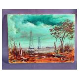 Albert Tauch (American, 1904-1998) Original Oil Paintings Of Oil Fields On Canvas Including Baytown 