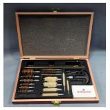 Winchester Cleaning Kit In Wood Box And Tote Of Cleaning Supplies, Includes Patches, Rods, Oils, Sol