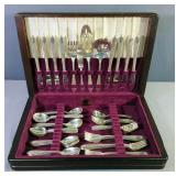 National Silver Company 1937 Rose & Leaf Pattern Silverware Set In Rogers Bros Tarnish Resistance Ch