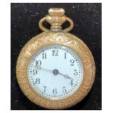 Engraved Gold Pocket Watch, Antique 18K Gold Pocket Watch Stamped "ETD", Glass Face Is Loose And Han