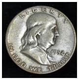 Franklin Half Dollars, Qty 3, Includes 1952 D, 1958 D, And 1962 D