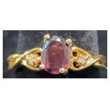 14K Gold Ring With Assorted Stones, Size 8 1/2, Approx 2.16 g Total Weight Includes Stones
