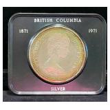 1971 Canada Silver Dollar "British Columbia" In Display Case