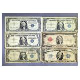 US Silver Certificates, Includes $10 1934 Series, $1 1957 B Series Qty 4 (2 Are Star Notes), And Red